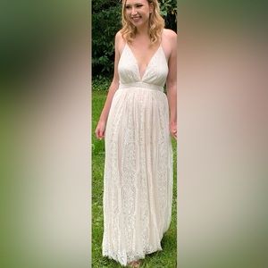 Boho Lace Cross Back Maxi Dress